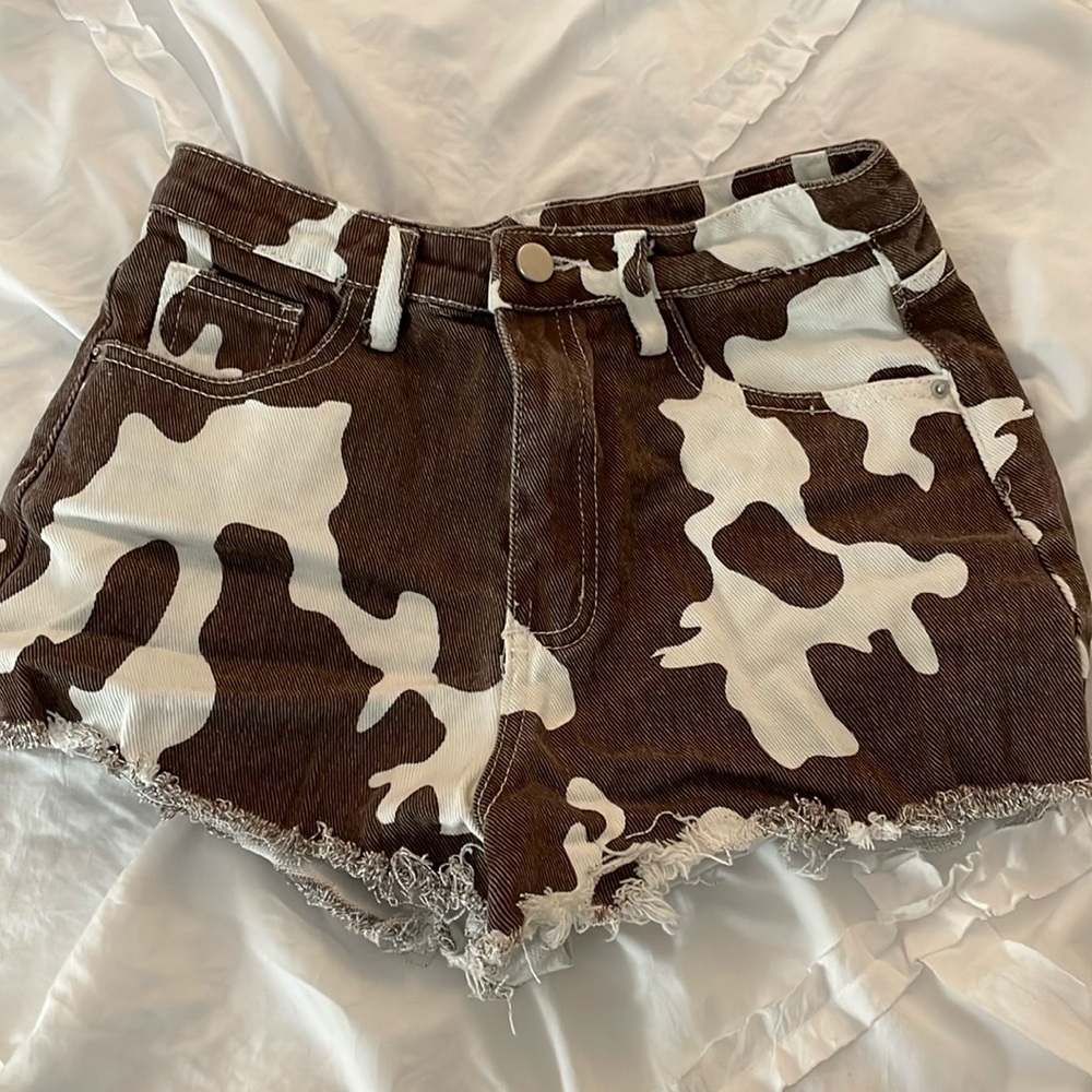 brown cow pattern shorts